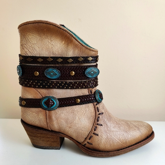 Corral Shoes - Corral Women's Harnessed Ankle Boot Bone Size 6 NWOT